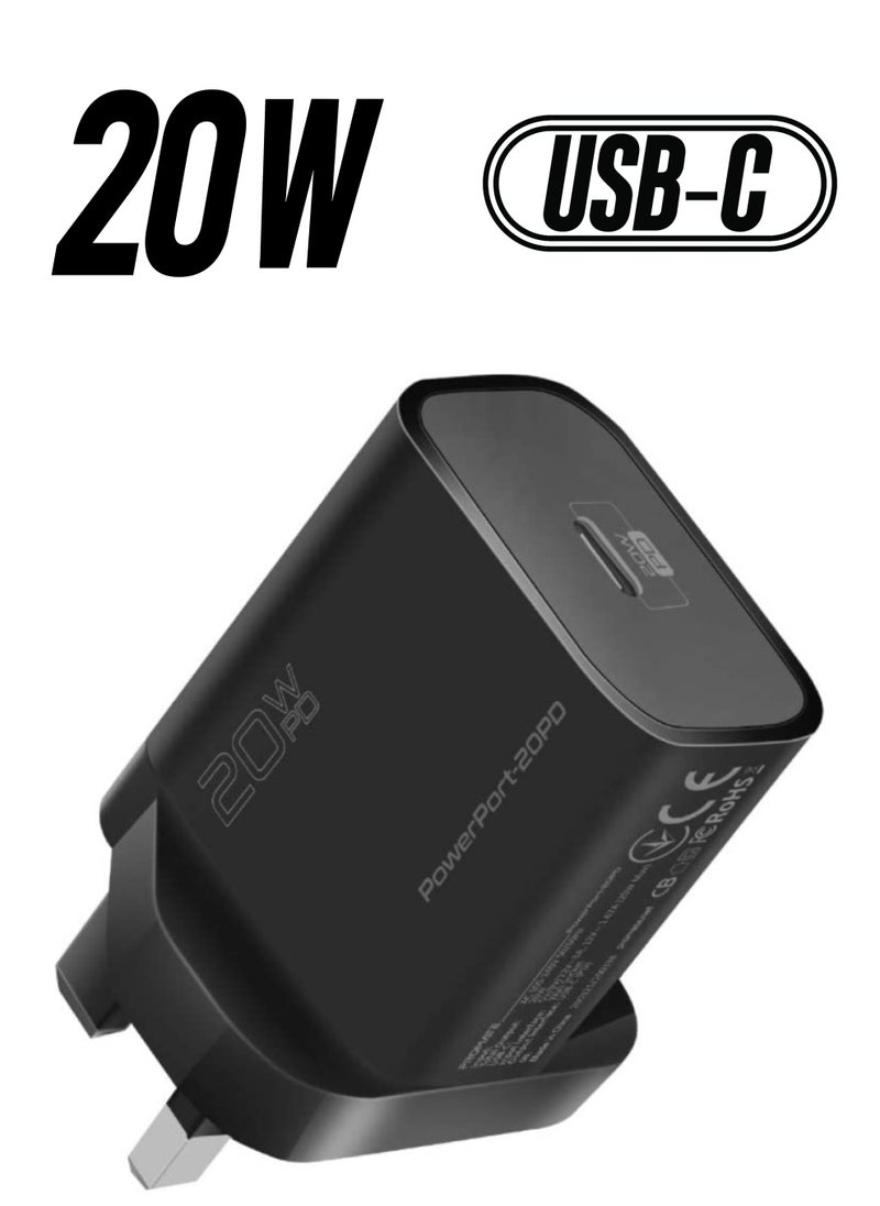 Generic - 20W USB-C Charger with Power Delivery, Ultra-Compact Fast Charge Type-C Wall Adapter with USB-C Power Delivery for iPhone 12/12 Mini/12 Pro/12 Pro Max, iPad Pro, PowerPort20PD- - Image 1