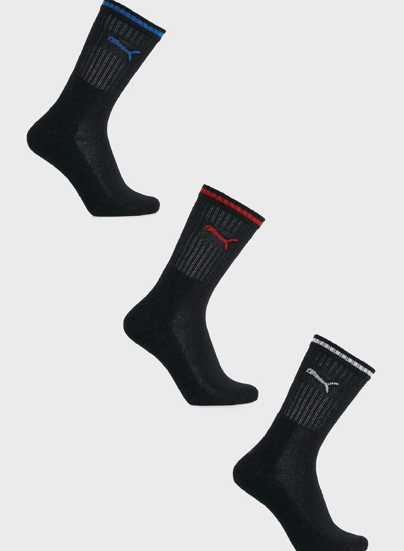 PUMA 3 Pack Stripe Crew Socks
