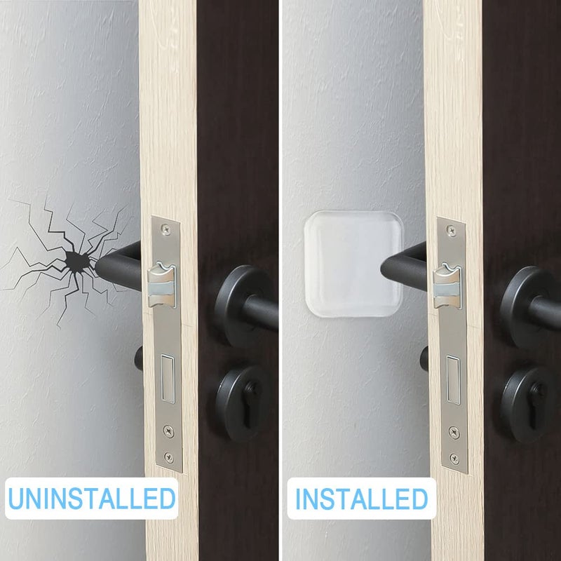 Maylanny Transparent Square Door Stopper Wall Protector Set - 6-Piece Soft Rubber Door Handle Bumpers with Strong Self-Adhesive, Thickened Wall Shields (4 CM/Square, Clear) - Image 3