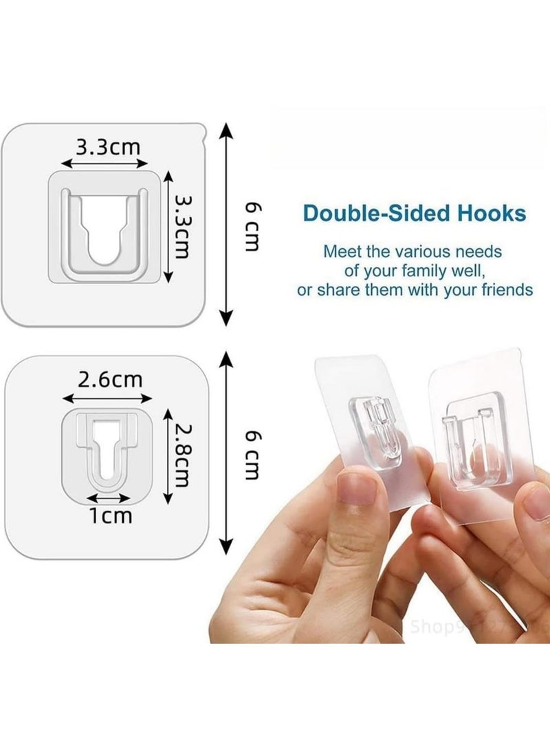 Loquat Double-Sided Adhesive Wall Hooks 10 Pairs, Waterproof and Oilproof Reusable Seamless Hooks, Heavy Duty Self-Adhesive Wall Hook for Kitchen Bathroom Office, Without Punching - Image 2