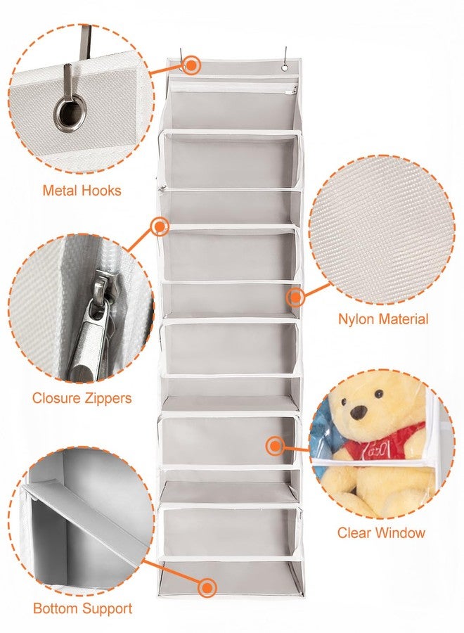 KIKJOK Over Door Stuffed Animal Storage, Zipper Closure Hanging Toy Organizer, Nylon Behind Door Organization, Clear Window Bathroom/Bedroom/Closet Holder Bag for Nursery Dorm Room Plush, 1Pack, 5 Tier，Beige - Image 4