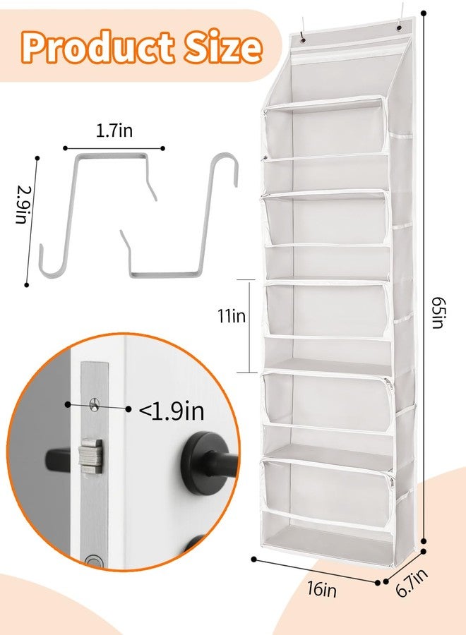 KIKJOK Over Door Stuffed Animal Storage, Zipper Closure Hanging Toy Organizer, Nylon Behind Door Organization, Clear Window Bathroom/Bedroom/Closet Holder Bag for Nursery Dorm Room Plush, 1Pack, 5 Tier，Beige - Image 5