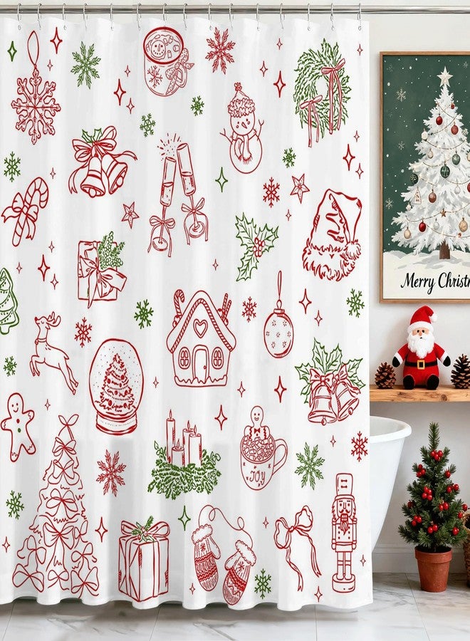 Mocsicka Christmas Shower Curtain for Kids Cute Xmas Tree Candy Ball Snowman Gingerbread Man Shower Curtain for Christmas Bathroom Decor Waterproof Holidays Bath Curtain 72 X 72 Inch - Image 1
