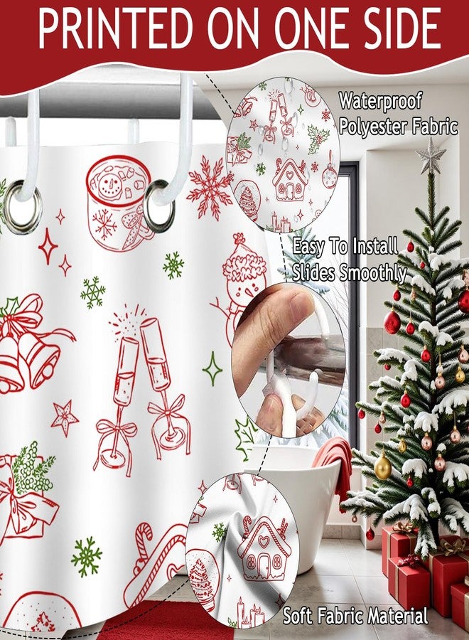 Mocsicka Christmas Shower Curtain for Kids Cute Xmas Tree Candy Ball Snowman Gingerbread Man Shower Curtain for Christmas Bathroom Decor Waterproof Holidays Bath Curtain 72 X 72 Inch - Image 4