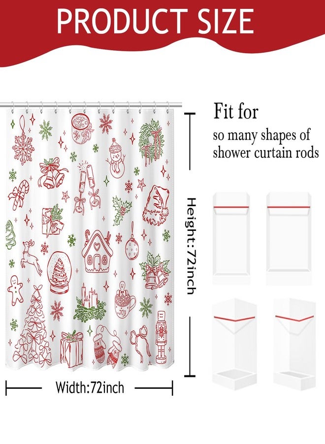 Mocsicka Christmas Shower Curtain for Kids Cute Xmas Tree Candy Ball Snowman Gingerbread Man Shower Curtain for Christmas Bathroom Decor Waterproof Holidays Bath Curtain 72 X 72 Inch - Image 3