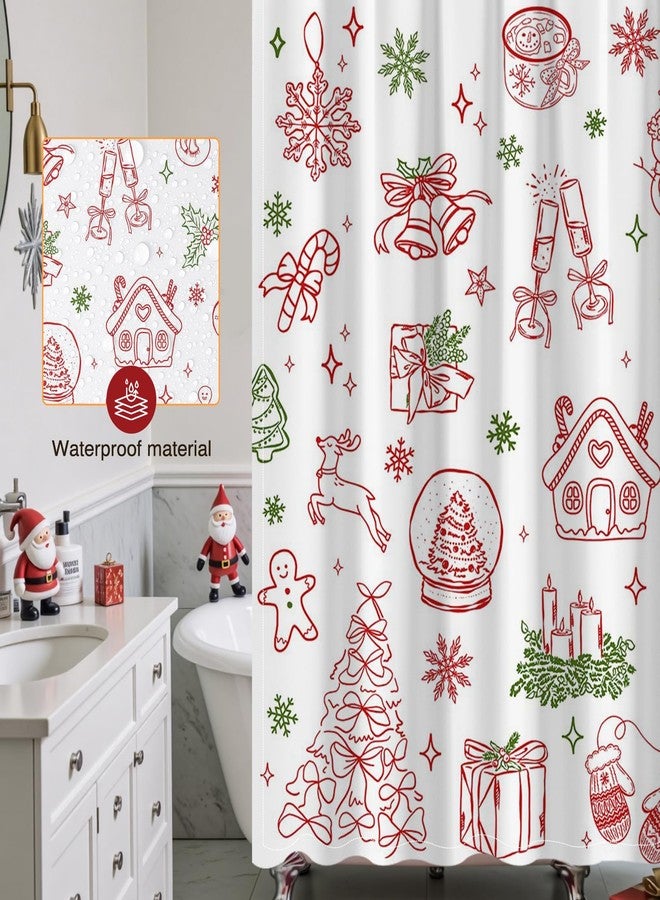 Mocsicka Christmas Shower Curtain for Kids Cute Xmas Tree Candy Ball Snowman Gingerbread Man Shower Curtain for Christmas Bathroom Decor Waterproof Holidays Bath Curtain 72 X 72 Inch - Image 5