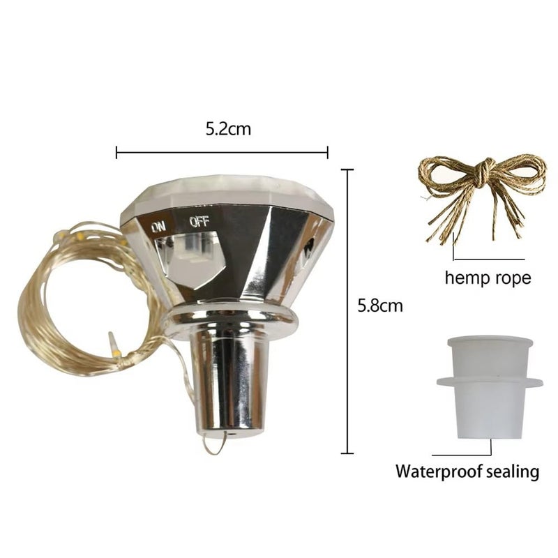 HUMAIZAR Solar Diamond Wine Bottle Lights Waterproof LED Cork Fairy String Lights with Auto 2M 20 LEDs IP65 for Christmas Party Valentines Day Romantic Home Dcor Multi Color Pack of 2 - Image 3