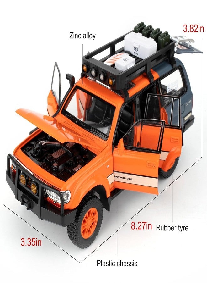 UKAXA 1:24 Scale Land Cruiser Toy Car Model Cruiser Diecast Metal Cars Light Sound Pullback Openable Door Car for Kids, Multicolor - Image 2