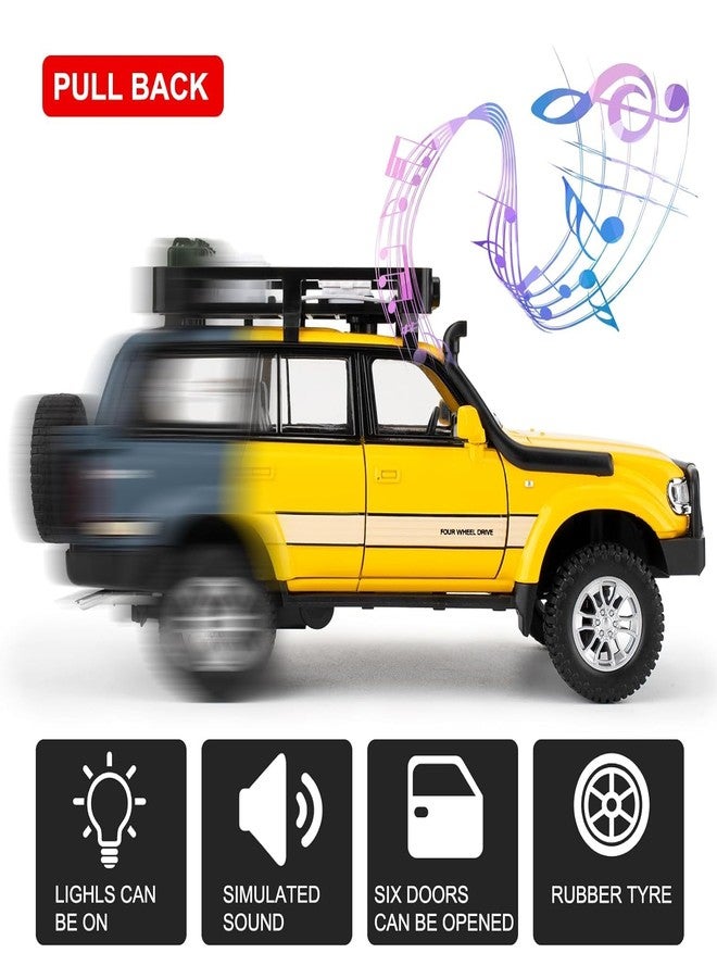 UKAXA 1:24 Scale Land Cruiser Toy Car Model Cruiser Diecast Metal Cars Light Sound Pullback Openable Door Car for Kids, Multicolor - Image 4