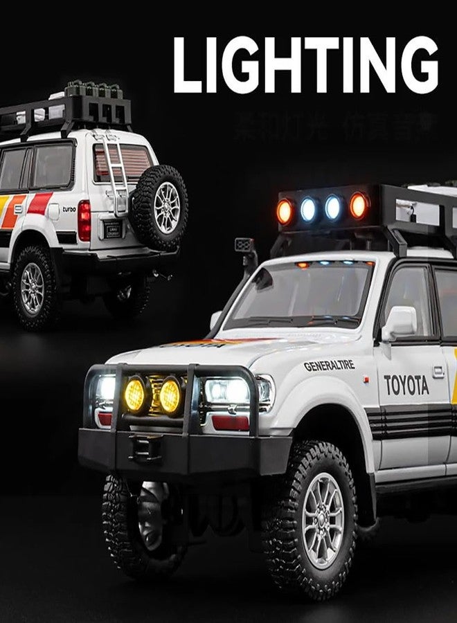 UKAXA 1:24 Scale Land Cruiser Toy Car Model Cruiser Diecast Metal Cars Light Sound Pullback Openable Door Car for Kids, Multicolor - Image 3