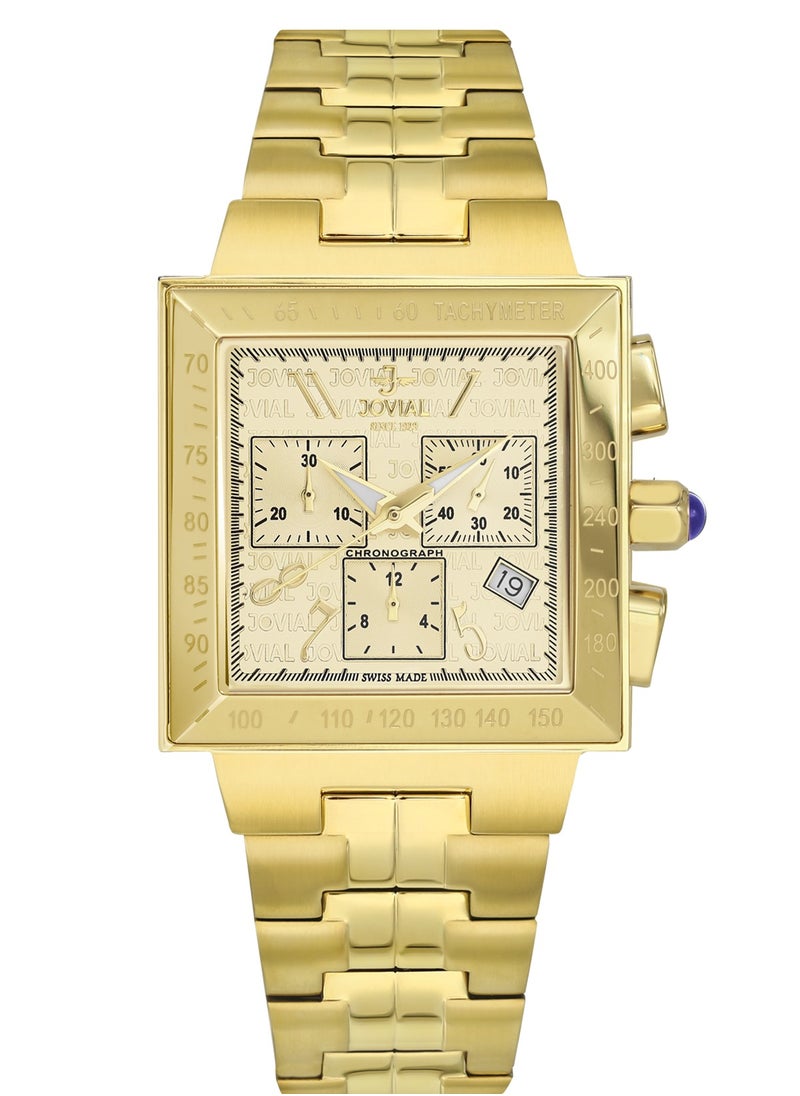 Jovial - Men's Fashion metal band watch, 37mm, Golden - Image 1