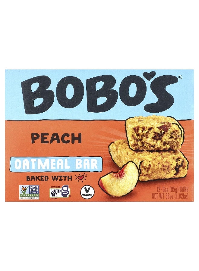 Bobo's Oat Bars, Peach Oatmeal Bars, 12 Bars, 3 oz (85 g) Each - Image 1