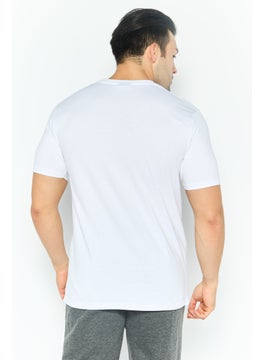 Ellesse Men Sportswear Fit Short Sleeves Brand Logo Outdoor T-Shirt, White  - Image 3