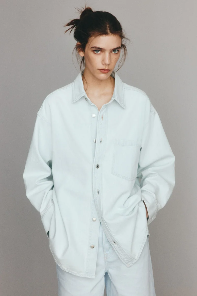 H&M Feather Soft Oversized denim shirt