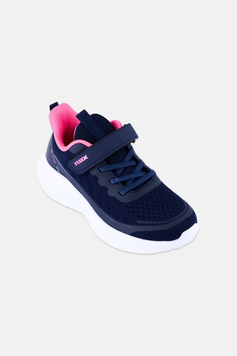 RBX Kids Girl Brand Logo Velcro Closure Running Shoes, Navy Blue - Image 1