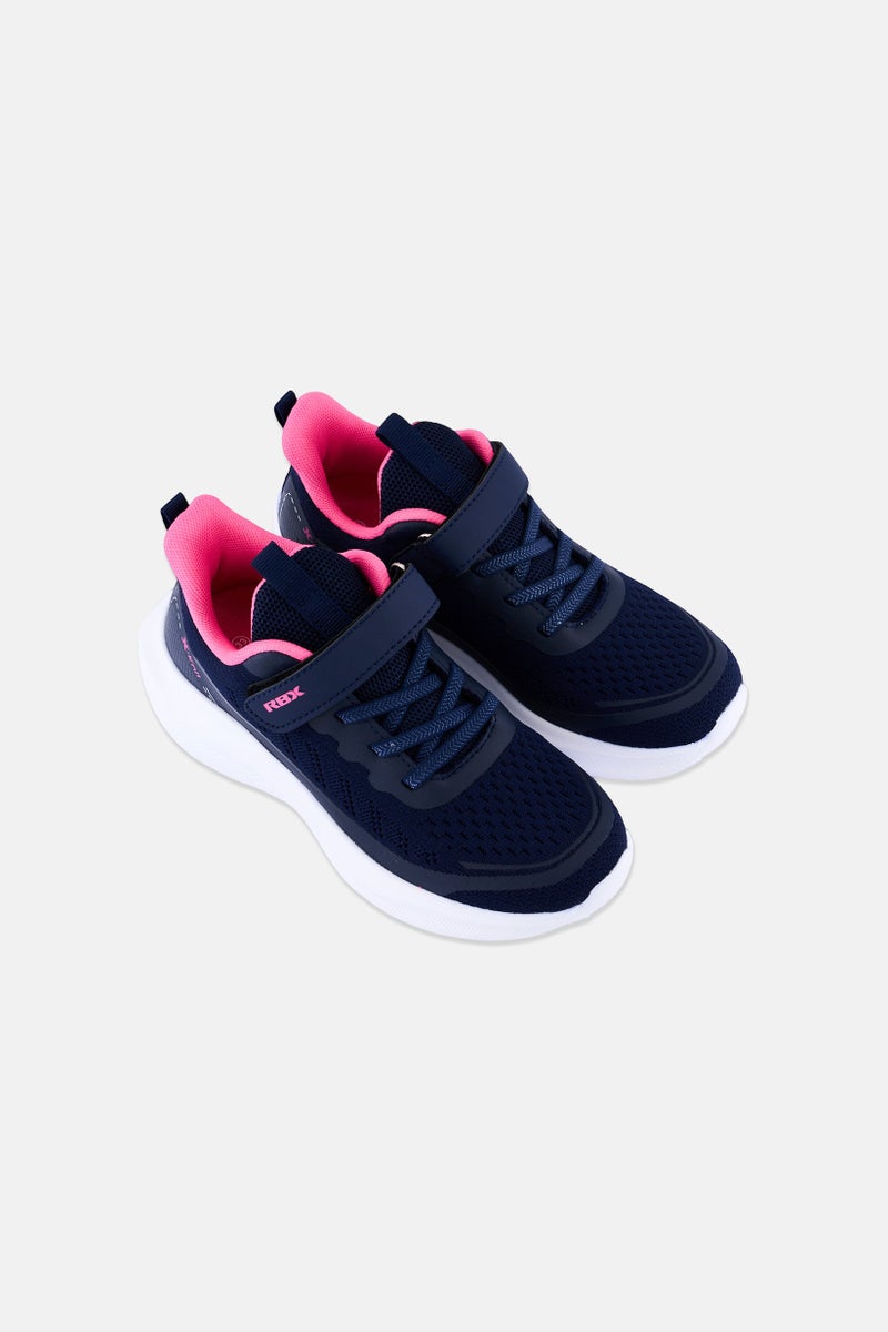 RBX Kids Girl Brand Logo Velcro Closure Running Shoes, Navy Blue - Image 4