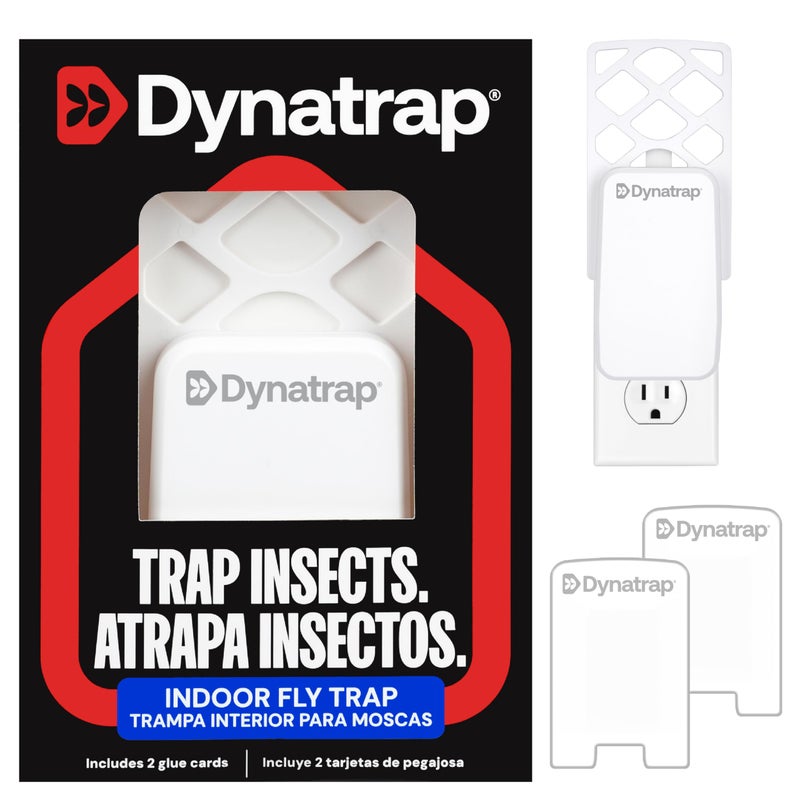 Dynatrap DT3007W Indoor Plug-in Flying Insect Trap for Flies, Fruit Flies, Moths, Gnats, and Other Flying Insects - 1 White Device + 2 Glue Cards - Image 1
