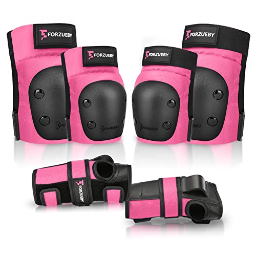 Forzueby AdultKids Knee Pads Elbow Pads Wrist Guards 6 in 1 Protective Gear Set for Inline Roller Skating Skateboarding Scooter BMX etc - Image 1