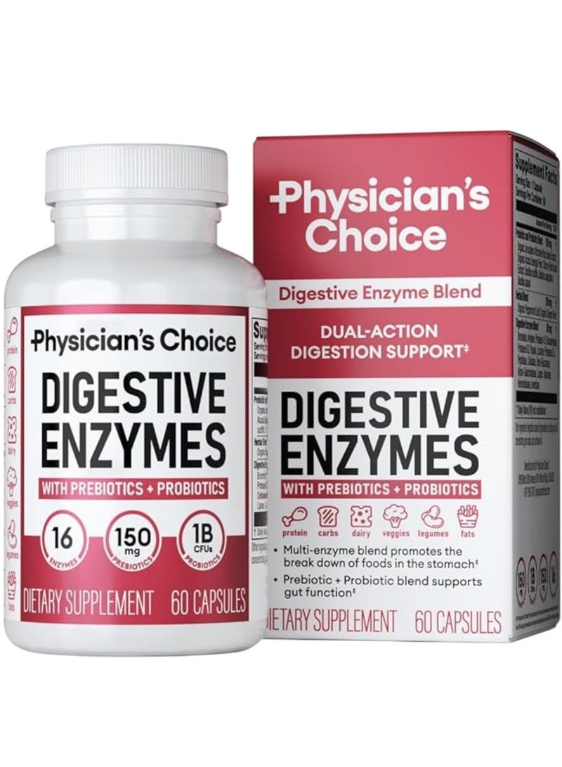 Physician's CHOICE Digestive Enzyme Blend with Prebiotics + Probiotics, 60 Capsules - Image 2