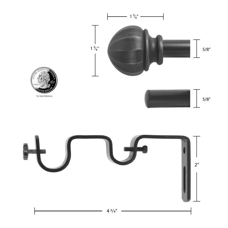 Decopolitan Facet Ball 5/8" Double Curtain Rod Set, 26 to 48 Inches, Vintage Bronze - Image 4