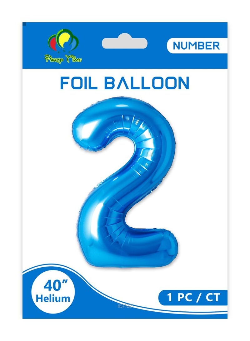 Party Time Number 2 Foil Balloon 40-inch Blue