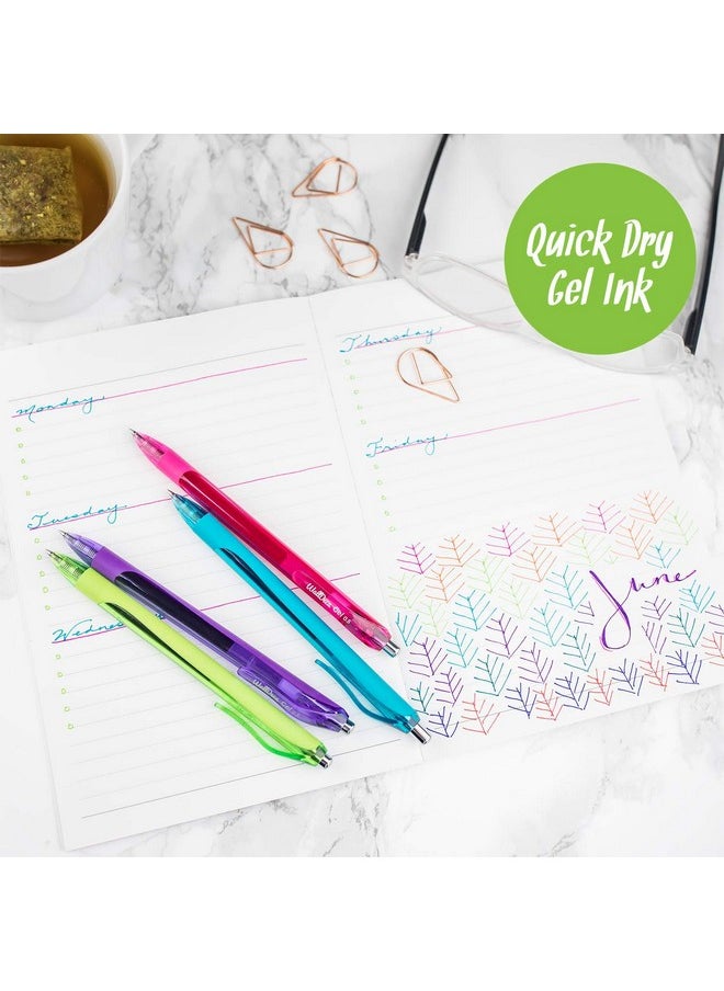 WallDeca - Gel Pens 12 Count Fine Point Tip (0.5Mm) Assorted Rainbow Colors Retractable Made For Everyday Writing Journals Notes And Doodling - Image 1