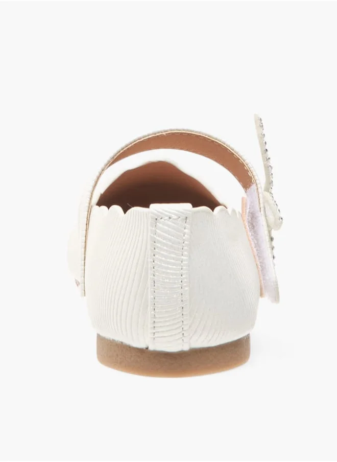 JUNIORS Girls Textured Ballerinas With Butterfly Accent Hook And Loop Closure Ramadan Collection