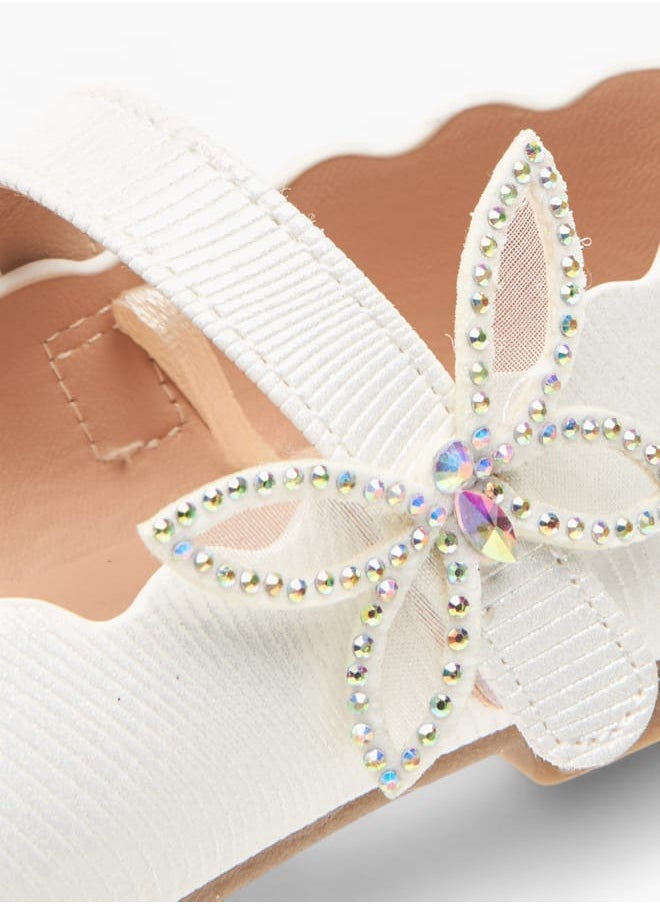 JUNIORS - Girls Textured Ballerinas With Butterfly Accent Hook And Loop Closure - Image 1