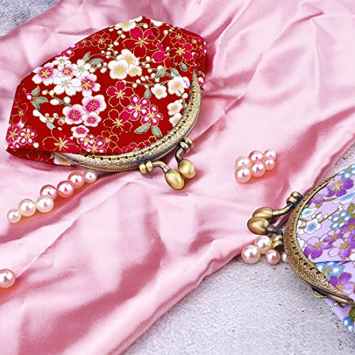 Oyachic Coin Purse,Floral Change Purse,Vintage Coin Pouch,Small Wallet with Kiss Lock Clasp for Women,Girls,Red - Image 3