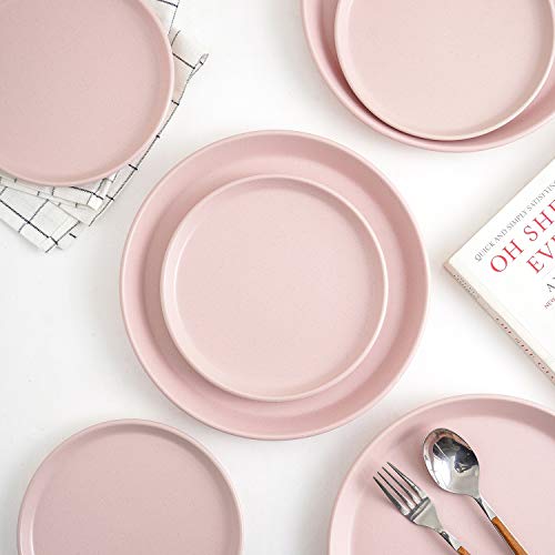 Stone Lain Albie Stoneware 16-Piece Modern Dinnerware Set, Kitchen Plates and Bowls Sets, Dish Set for 4, Pink - Image 3