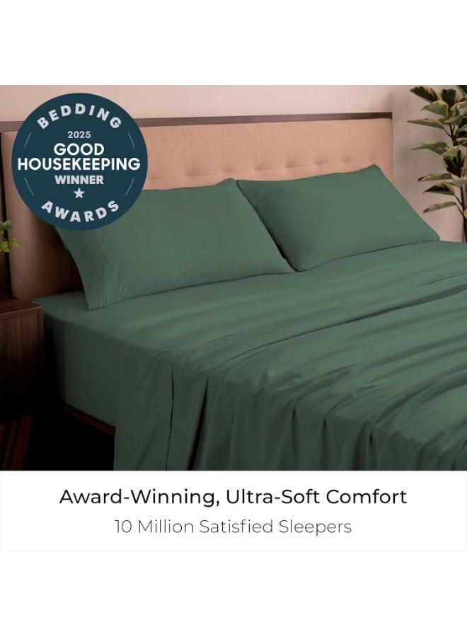 Mellanni King Sheets Set - 4 PC Iconic Collection Bedding - Hotel Luxury, Extra Soft, Cooling Bed Sheets - Wrinkle, Fade, Stain Resistant (King, Emerald Green) - Image 4