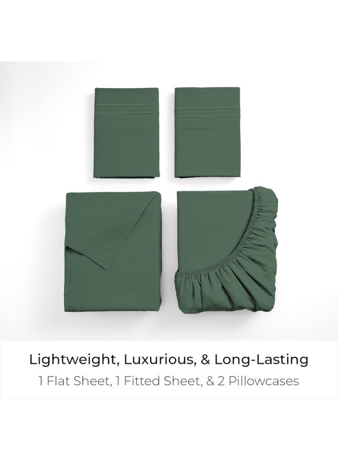 Mellanni King Sheets Set - 4 PC Iconic Collection Bedding - Hotel Luxury, Extra Soft, Cooling Bed Sheets - Wrinkle, Fade, Stain Resistant (King, Emerald Green) - Image 3