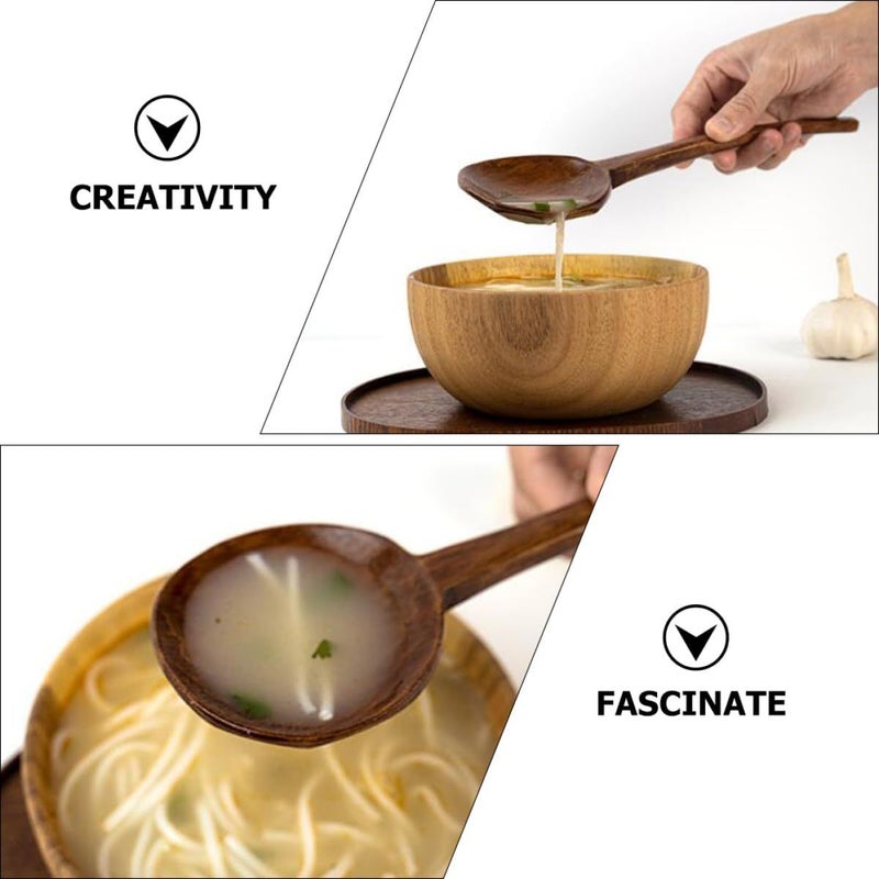 Long Handle Wooden Soup Spoon Portable Kitchen Serving Spoon for Ramen and Soup - Image 3