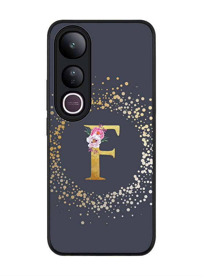 Stylizedd For vivo V50 Lite Case,Slim fit Camera Protection, Shockproof Thin Phone cover  - Custom Monogram Floral - F  (Grey )