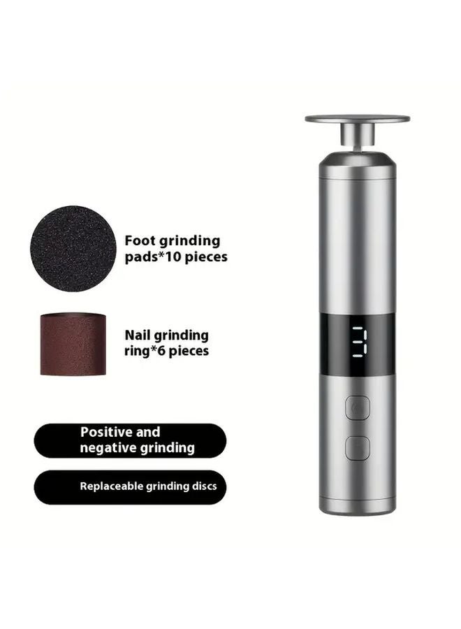 Gray Electric 2 in 1 Foot Nail Scrub Machine 9 Speed Adjustable USB Powered 16 Heads - Image 1