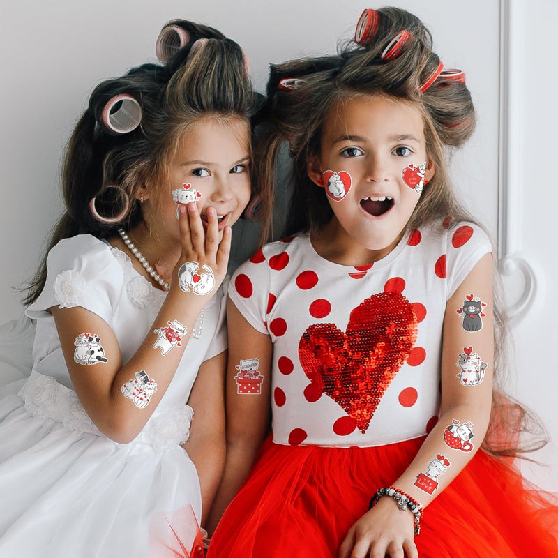 A1diee Valentine Cartoon Cat Stickers - Cat Heart I Love You Decal Cartoon Animal Sweet Love Red Heart Stickers for Kids Envelopes Water Bottle Postcards Scrapbooking Greeting Cards, 1000Pcs 2 Rolls - Image 5