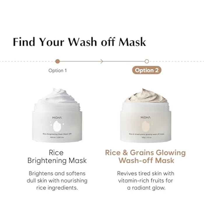 MIDHA RICE & MIXED GRAINS GLOWING WASHOFF MASK, 3.5oz/100g, Gentle Exfoliation, Glow & Smooth Texture, Rough Texture, Pore Clearing, Nourishing, Rice Enzyme, Wash off Pack - Image 5