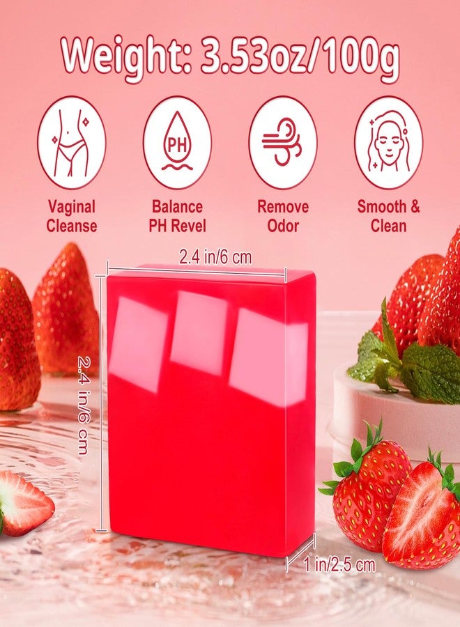 Bgtecho 4 Pcs Yoni Soap Bar, Natural Yoni Bar For Women Ph Balance, Feminine Wash Vaginal Care Soap Bars with Foaming Net, Eliminates Odor, Strawberry, 3.53 oz - Image 2