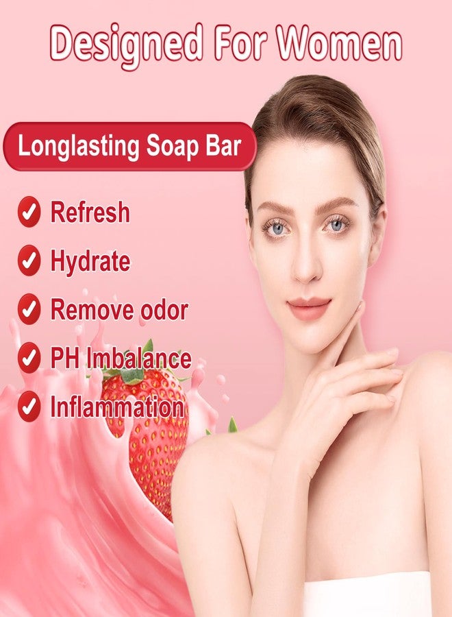 Bgtecho 4 Pcs Yoni Soap Bar, Natural Yoni Bar For Women Ph Balance, Feminine Wash Vaginal Care Soap Bars with Foaming Net, Eliminates Odor, Strawberry, 3.53 oz - Image 4