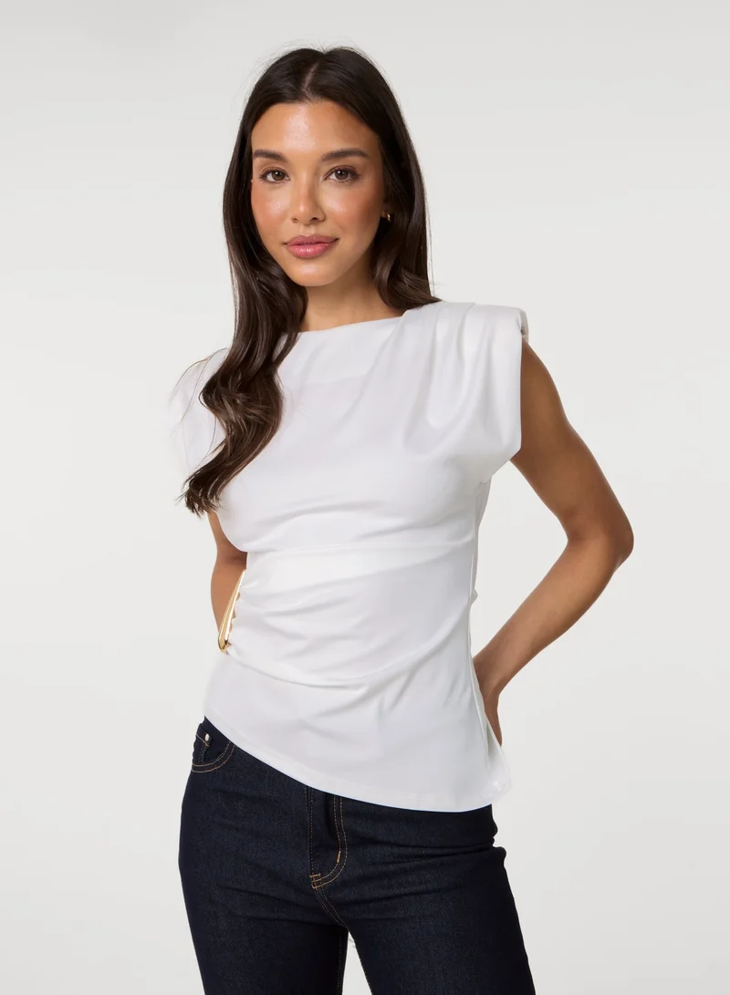 Pink Vanilla Shoulder Pad With Buckle Jersey Top