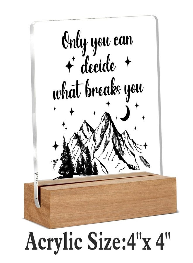 WEZADUK Acotar Gifts for Women Men, Inspirational Gifts for Book Lovers, Bookworms, Nerds, Readers, Book Merch Gifts, Only You Can Decide What Breaks You Acrylic Plaque Desk Signs Decor 4 × 4 Inches - Image 2