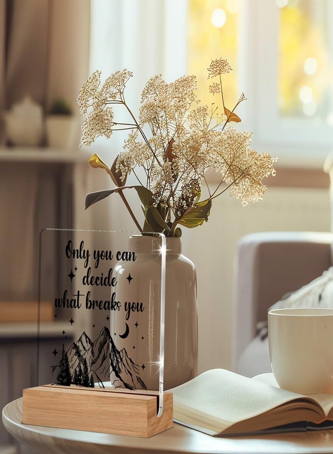 WEZADUK Acotar Gifts for Women Men, Inspirational Gifts for Book Lovers, Bookworms, Nerds, Readers, Book Merch Gifts, Only You Can Decide What Breaks You Acrylic Plaque Desk Signs Decor 4 × 4 Inches - Image 5