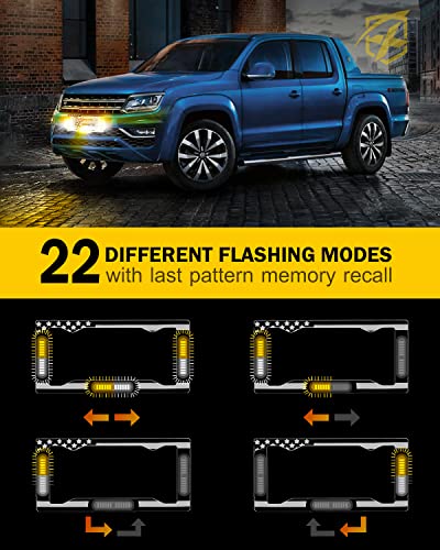 Xprite 36 LED License Plate Strobe Light US Flag FrontRear Strobe Lights 22 Flash Modes Emergency Safety Warning LED License Frame for Cars Vehicles Trucks Amber White wPreInstalled 9FT Cable - Image 3