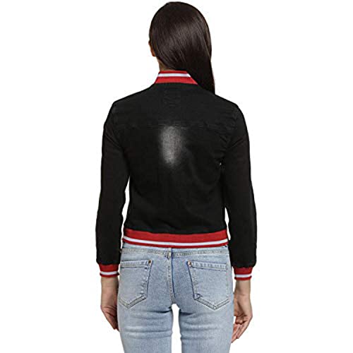 Campus Sutra Women's Solid Black Dark-Washed Regular Fit Denim Jacket For Winter Wear Collared Neck Full Sleeve Buttoned Casual Jacket For Woman & Girl Western Stylish Jacket For Women - Image 4