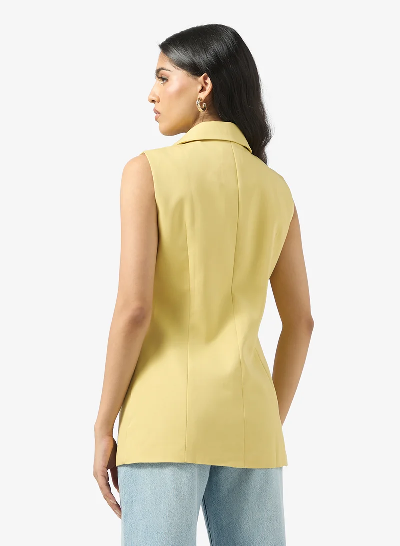 Ginger Longline Button Up Waistcoat