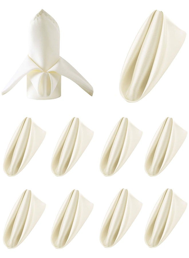 مناديل عشاء مربعة من الساتان 10 قطع مناديل عشاء مربعة من الساتان مقاس 17 × 17 بوصة مناديل مائدة ناعمة من القماش الناعم قابل للغسل لحفلات الزفاف حفلات العشاء في الأعياد - Image 1