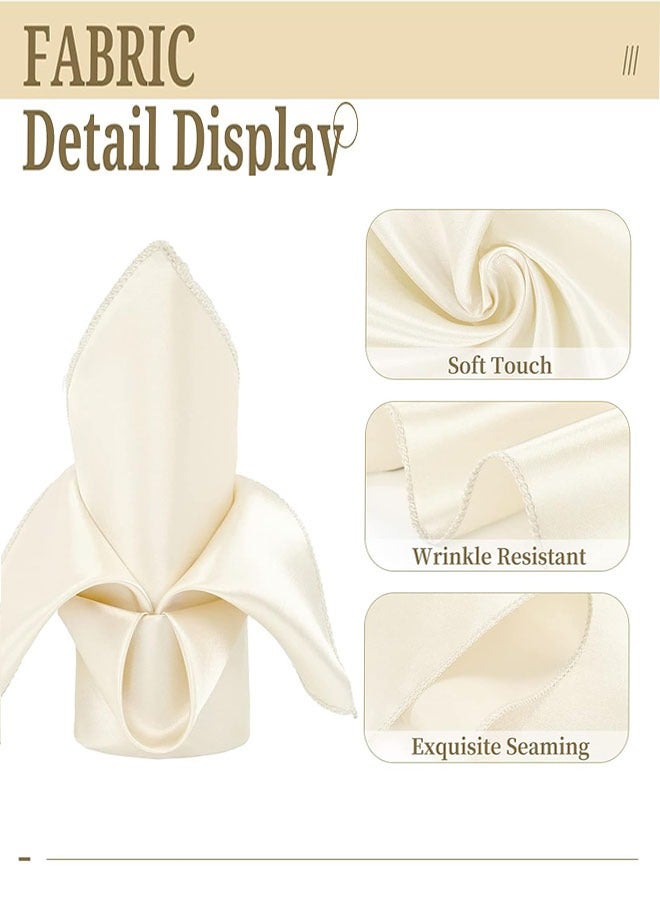 مناديل عشاء مربعة من الساتان 10 قطع مناديل عشاء مربعة من الساتان مقاس 17 × 17 بوصة مناديل مائدة ناعمة من القماش الناعم قابل للغسل لحفلات الزفاف حفلات العشاء في الأعياد - Image 3