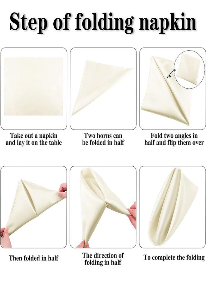 مناديل عشاء مربعة من الساتان 10 قطع مناديل عشاء مربعة من الساتان مقاس 17 × 17 بوصة مناديل مائدة ناعمة من القماش الناعم قابل للغسل لحفلات الزفاف حفلات العشاء في الأعياد - Image 4