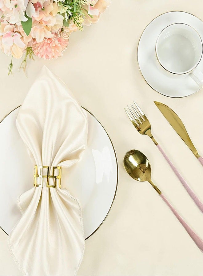 مناديل عشاء مربعة من الساتان 10 قطع مناديل عشاء مربعة من الساتان مقاس 17 × 17 بوصة مناديل مائدة ناعمة من القماش الناعم قابل للغسل لحفلات الزفاف حفلات العشاء في الأعياد - Image 5