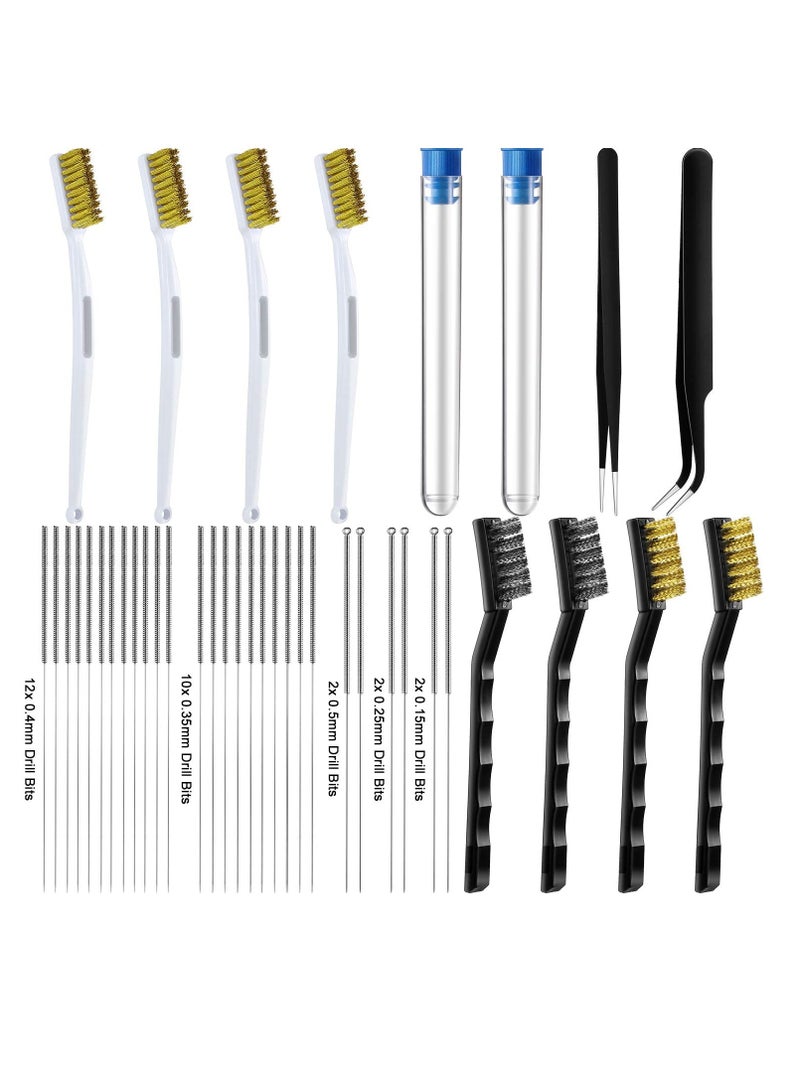 Excefore 40 Pieces 3D Printer Nozzle Cleaning Kit, 28 Pieces 0.15 mm, 0.25 mm, 0.35 mm, 0.4 mm, 0.5 mm Nozzle Cleaning Needles with Storage Box, 8 Pieces Cleaning Copper Wire Toothbrushes, 2 Pieces Tweezers - Image 1